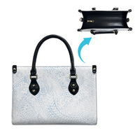 Hawaiian Turtles and Leis Leather Bag Tribal Kakau Pattern Airy White Blue Cloud Vibe