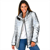 Hawaiian Turtles and Leis Padded Jacket Tribal Kakau Pattern Airy White Blue Cloud Vibe