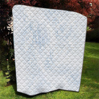 Hawaiian Turtles and Leis Quilt Tribal Kakau Pattern Airy White Blue Cloud Vibe