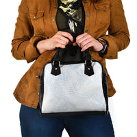 Hawaiian Turtles and Leis Shoulder Handbag Tribal Kakau Pattern Airy White Blue Cloud Vibe