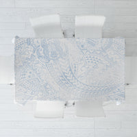 Hawaiian Turtles and Leis Tablecloth Tribal Kakau Pattern Airy White Blue Cloud Vibe