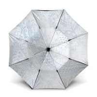 Hawaiian Turtles and Leis Umbrella Tribal Kakau Pattern Airy White Blue Cloud Vibe