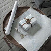 Hawaiian Turtles and Leis Wrapping Paper Tribal Kakau Pattern Airy White Blue Cloud Vibe