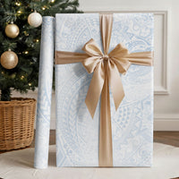 Hawaiian Turtles and Leis Wrapping Paper Tribal Kakau Pattern Airy White Blue Cloud Vibe
