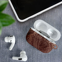 Hawaiian Turtles and Leis AirPods Case Tribal Kakau Pattern Mocha Mousse Color