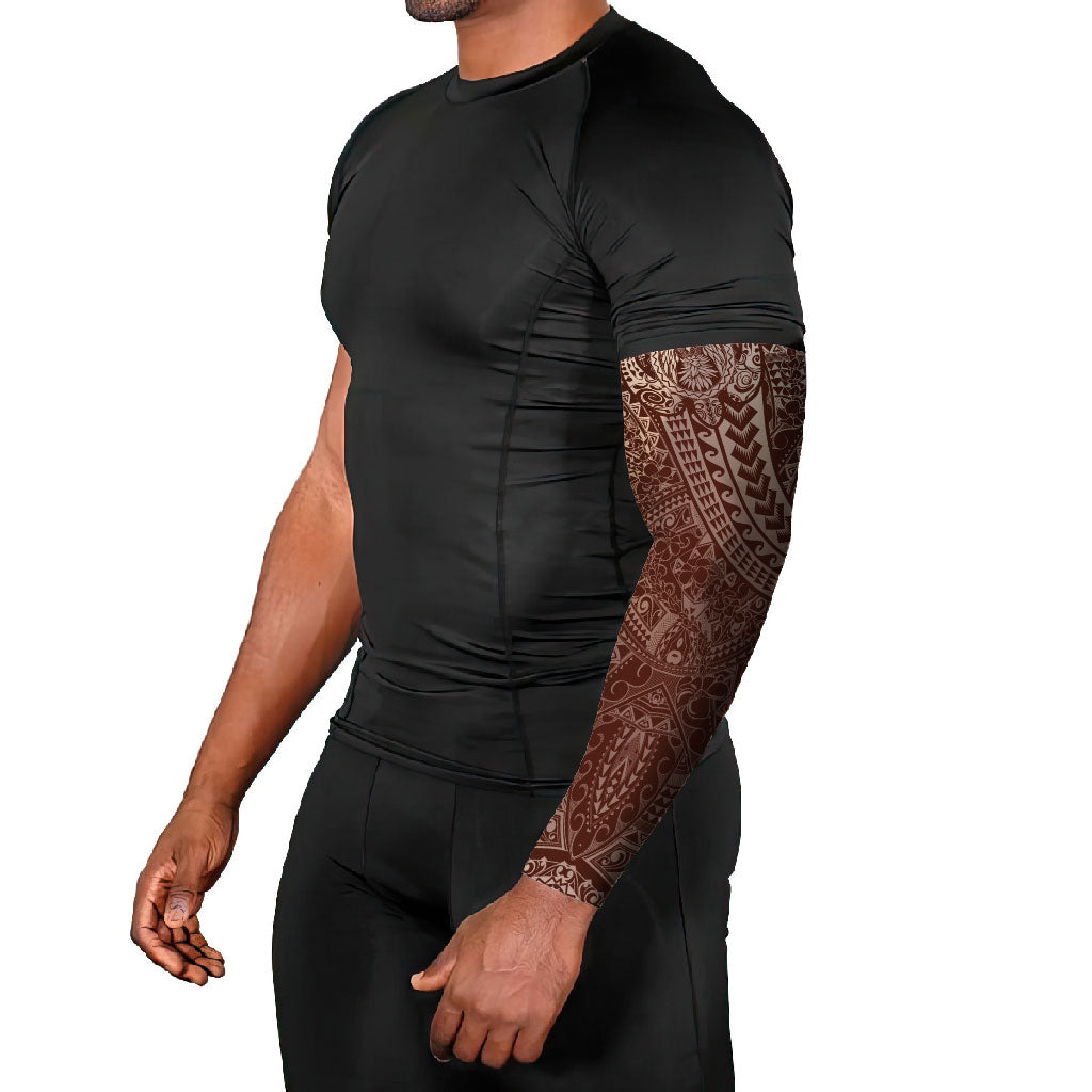 Hawaiian Turtles and Leis Arm Sleeves Tribal Kakau Pattern Mocha Mousse Color