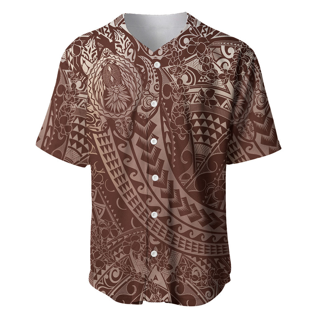 Hawaiian Turtles and Leis Baseball Jersey Tribal Kakau Pattern Mocha Mousse Color