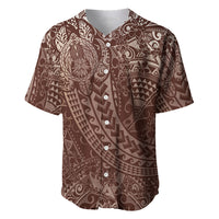 Hawaiian Turtles and Leis Baseball Jersey Tribal Kakau Pattern Mocha Mousse Color
