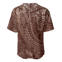 Hawaiian Turtles and Leis Baseball Jersey Tribal Kakau Pattern Mocha Mousse Color