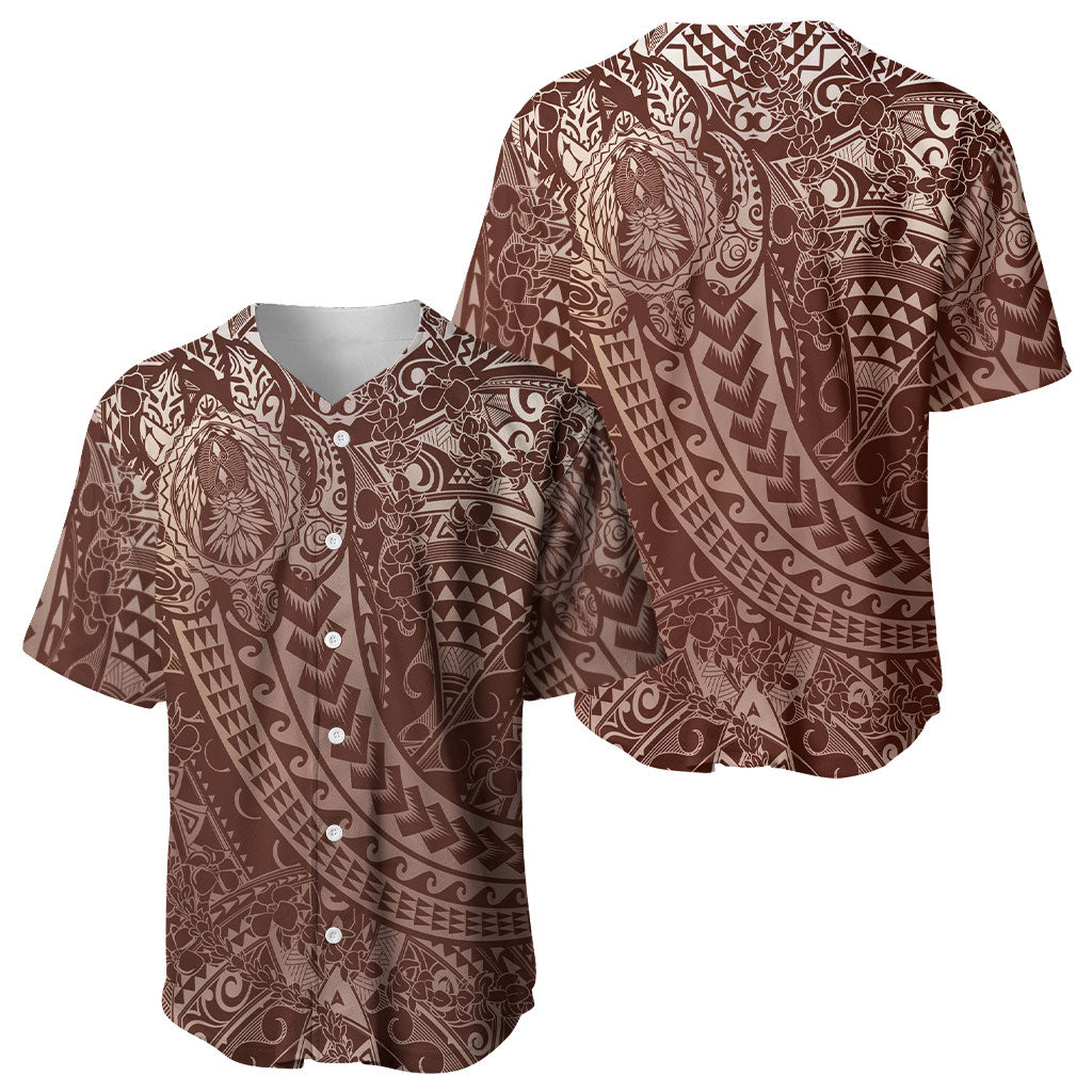 Hawaiian Turtles and Leis Baseball Jersey Tribal Kakau Pattern Mocha Mousse Color