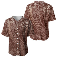 Hawaiian Turtles and Leis Baseball Jersey Tribal Kakau Pattern Mocha Mousse Color
