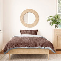 Hawaiian Turtles and Leis Bedding Set Tribal Kakau Pattern Mocha Mousse Color