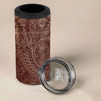 Hawaiian Turtles and Leis 4 in 1 Can Cooler Tumbler Tribal Kakau Pattern Mocha Mousse Color