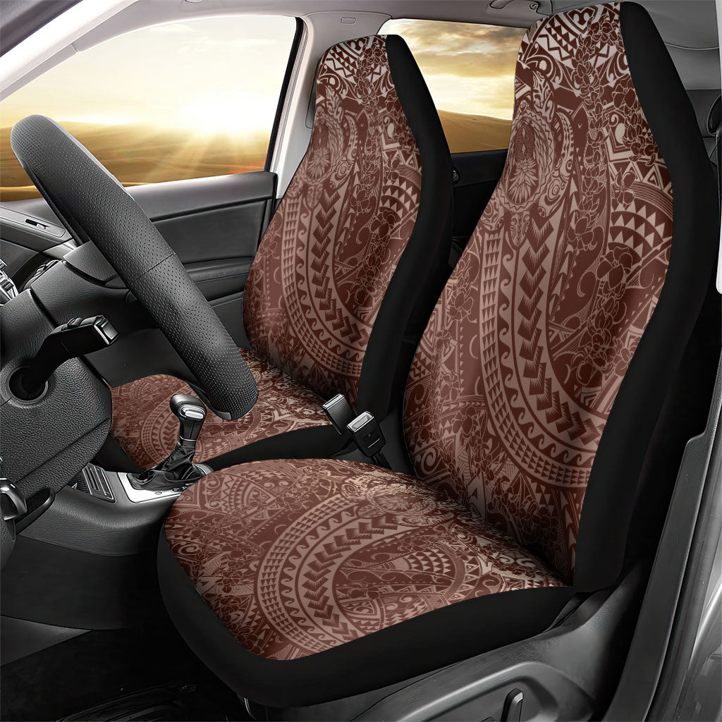 Hawaiian Turtles and Leis Car Seat Cover Tribal Kakau Pattern Mocha Mousse Color