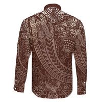Hawaiian Turtles and Leis Family Matching Mermaid Dress and Hawaiian Shirt Tribal Kakau Pattern Mocha Mousse Color