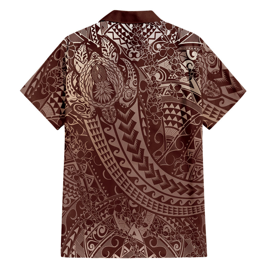 Hawaiian Turtles and Leis Family Matching Off Shoulder Maxi Dress and Hawaiian Shirt Tribal Kakau Pattern Mocha Mousse Color