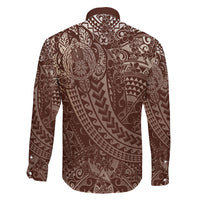 Hawaiian Turtles and Leis Family Matching Puletasi and Hawaiian Shirt Tribal Kakau Pattern Mocha Mousse Color