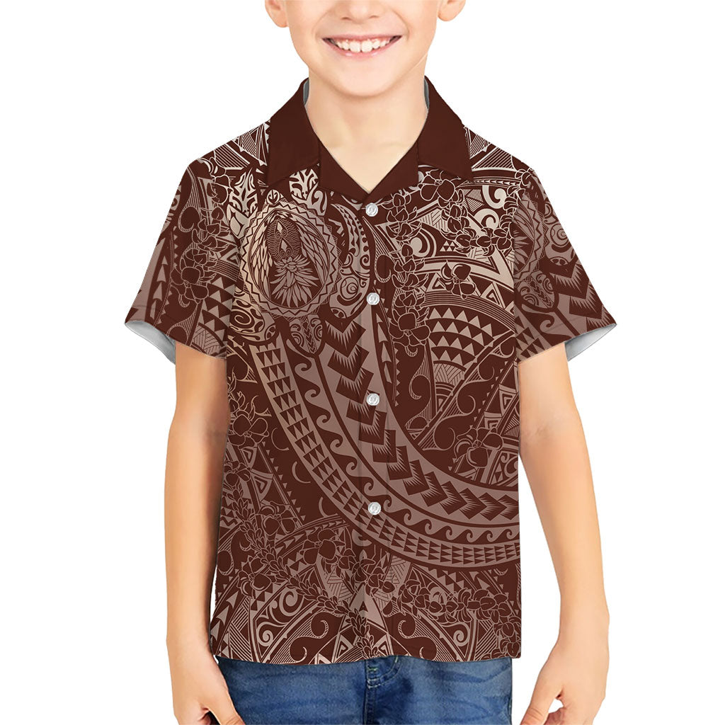 Hawaiian Turtles and Leis Family Matching Summer Maxi Dress and Hawaiian Shirt Tribal Kakau Pattern Mocha Mousse Color