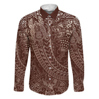 Hawaiian Turtles and Leis Family Matching Tank Maxi Dress and Hawaiian Shirt Tribal Kakau Pattern Mocha Mousse Color