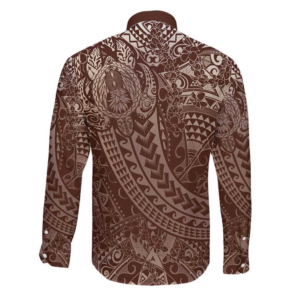 Hawaiian Turtles and Leis Family Matching Tank Maxi Dress and Hawaiian Shirt Tribal Kakau Pattern Mocha Mousse Color