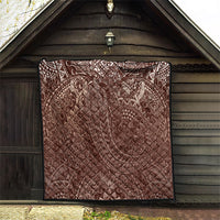 Hawaiian Turtles and Leis Quilt Tribal Kakau Pattern Mocha Mousse Color