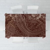 Hawaiian Turtles and Leis Tablecloth Tribal Kakau Pattern Mocha Mousse Color