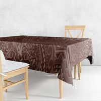 Hawaiian Turtles and Leis Tablecloth Tribal Kakau Pattern Mocha Mousse Color