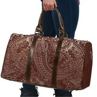 Hawaiian Turtles and Leis Travel Bag Tribal Kakau Pattern Mocha Mousse Color