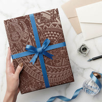 Hawaiian Turtles and Leis Wrapping Paper Tribal Kakau Pattern Mocha Mousse Color