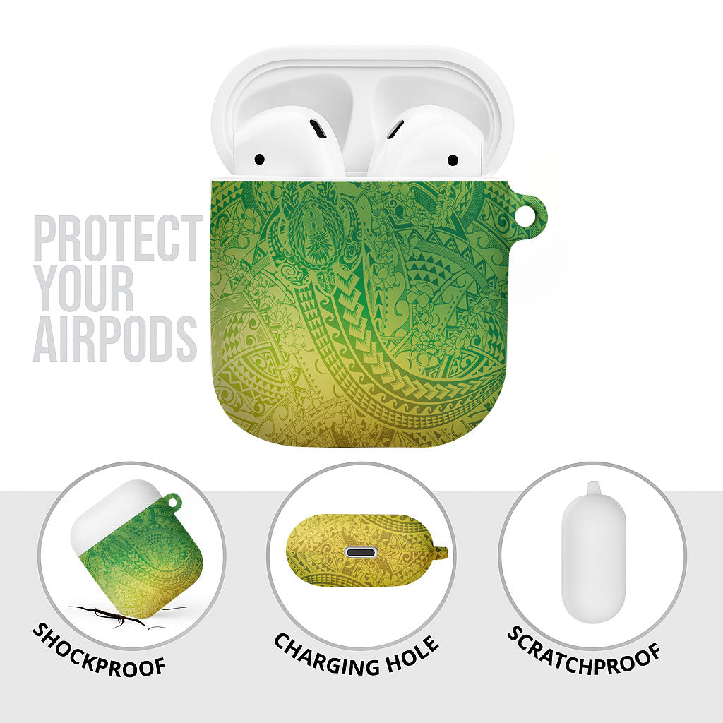 Hawaiian Turtles and Leis AirPods Case Tribal Kakau Pattern Fresh Summer Vibe