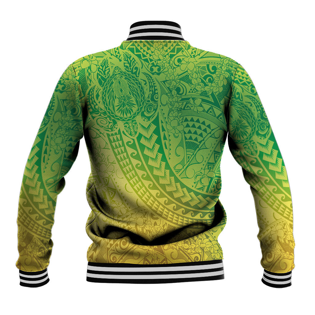 Hawaiian Turtles and Leis Baseball Jacket Tribal Kakau Pattern Fresh Summer Vibe