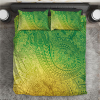 Hawaiian Turtles and Leis Bedding Set Tribal Kakau Pattern Fresh Summer Vibe