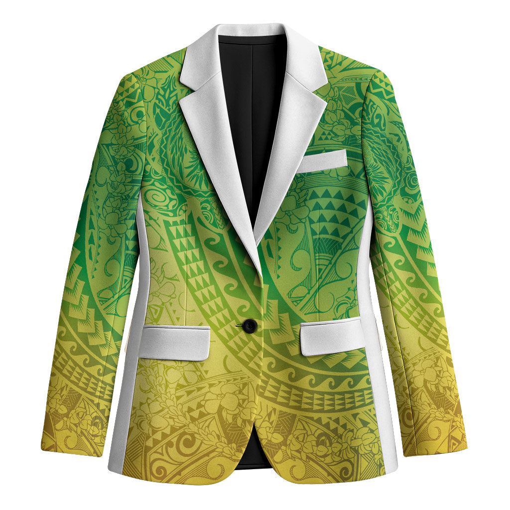 Hawaiian Turtles and Leis Blazer Tribal Kakau Pattern Fresh Summer Vibe