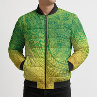 Hawaiian Turtles and Leis Bomber Puffer Jacket Tribal Kakau Pattern Fresh Summer Vibe