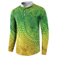 Hawaiian Turtles and Leis Button Sweatshirt Tribal Kakau Pattern Fresh Summer Vibe