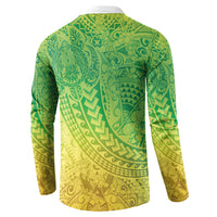 Hawaiian Turtles and Leis Button Sweatshirt Tribal Kakau Pattern Fresh Summer Vibe