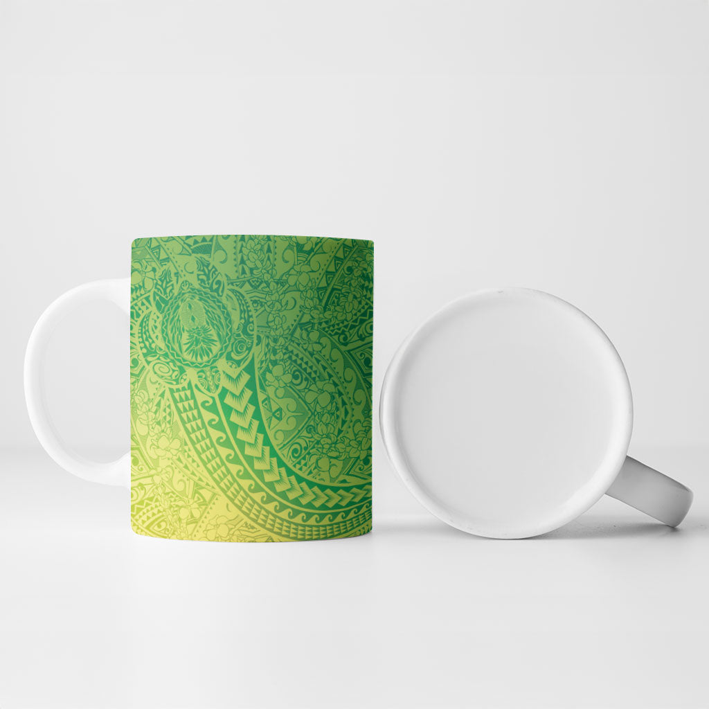 Hawaiian Turtles and Leis Ceramic Mug Tribal Kakau Pattern Fresh Summer Vibe
