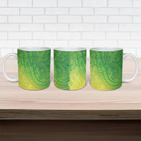 Hawaiian Turtles and Leis Ceramic Mug Tribal Kakau Pattern Fresh Summer Vibe