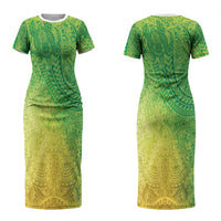 Hawaiian Turtles and Leis Couples Matching Short Sleeve Bodycon Dress and Hawaiian Shirt Tribal Kakau Pattern Fresh Summer Vibe LT03 - Polynesian Pride