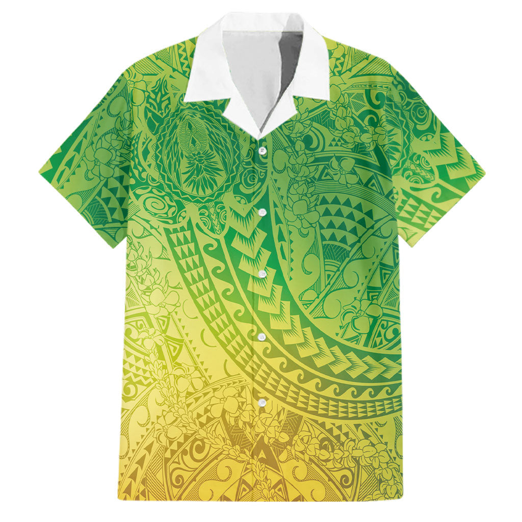 Hawaiian Turtles and Leis Family Matching Off Shoulder Maxi Dress and Hawaiian Shirt Tribal Kakau Pattern Fresh Summer Vibe