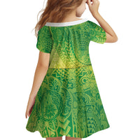 Hawaiian Turtles and Leis Family Matching Off Shoulder Short Dress and Hawaiian Shirt Tribal Kakau Pattern Fresh Summer Vibe
