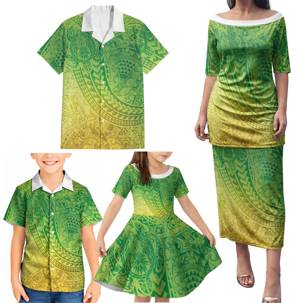 Hawaiian Turtles and Leis Family Matching Puletasi and Hawaiian Shirt Tribal Kakau Pattern Fresh Summer Vibe LT03 - Polynesian Pride