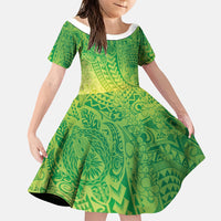 Hawaiian Turtles and Leis Family Matching Summer Maxi Dress and Hawaiian Shirt Tribal Kakau Pattern Fresh Summer Vibe