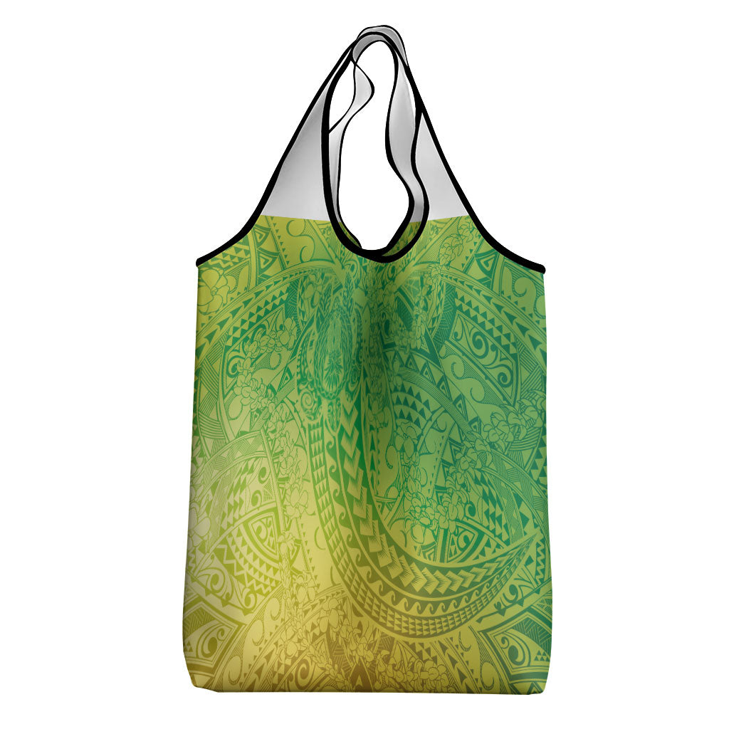 Hawaiian Turtles and Leis Grocery Bag Tribal Kakau Pattern Fresh Summer Vibe