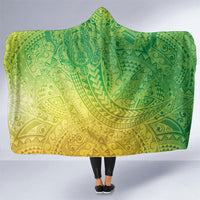 Hawaiian Turtles and Leis Hooded Blanket Tribal Kakau Pattern Fresh Summer Vibe