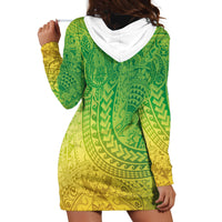 Hawaiian Turtles and Leis Hoodie Dress Tribal Kakau Pattern Fresh Summer Vibe