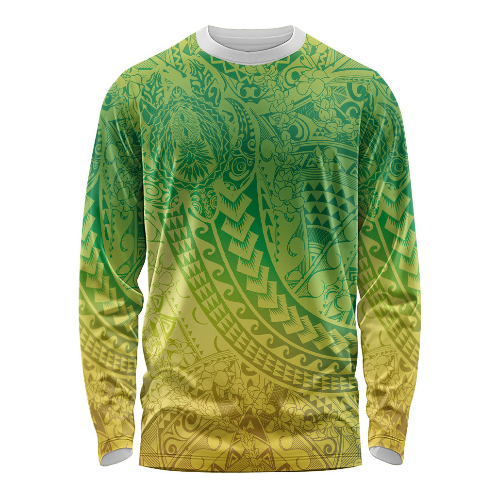 Hawaiian Turtles and Leis Long Sleeve Shirt Tribal Kakau Pattern Fresh Summer Vibe