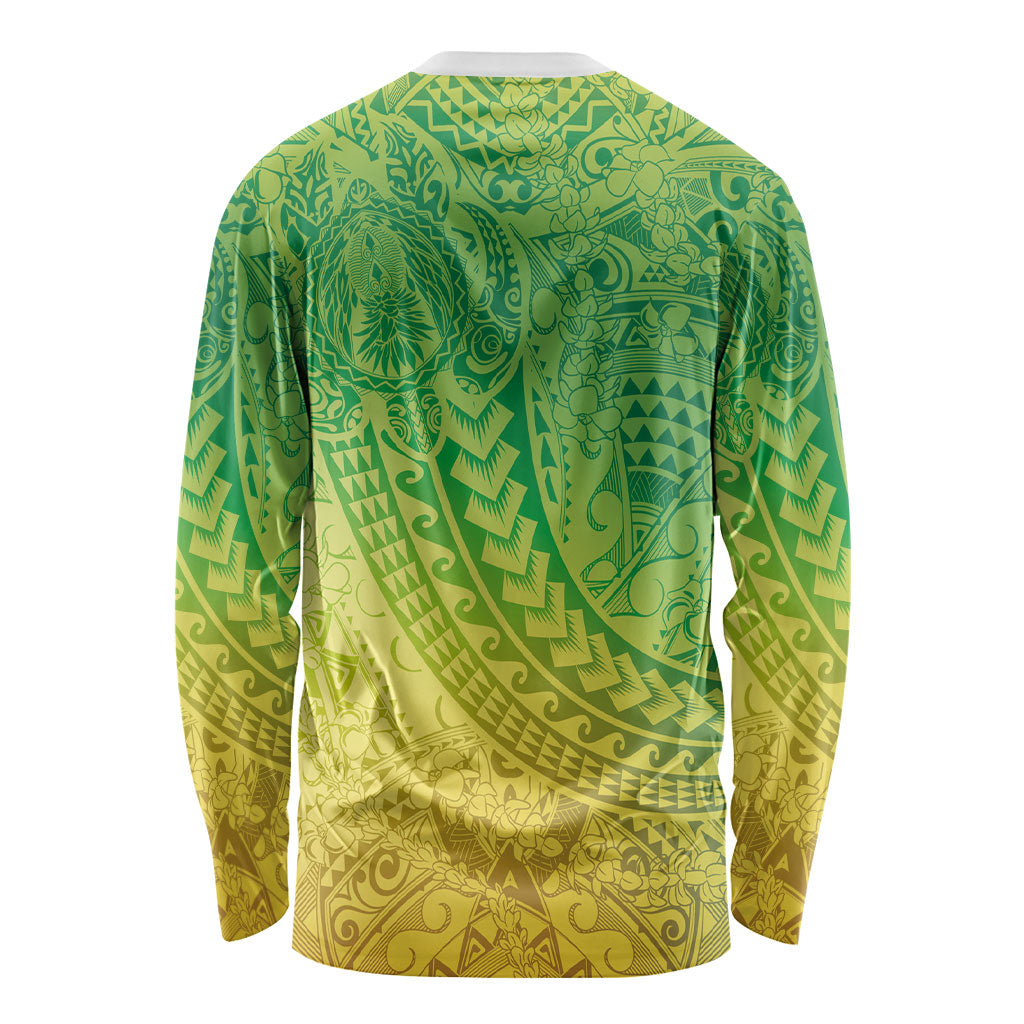 Hawaiian Turtles and Leis Long Sleeve Shirt Tribal Kakau Pattern Fresh Summer Vibe