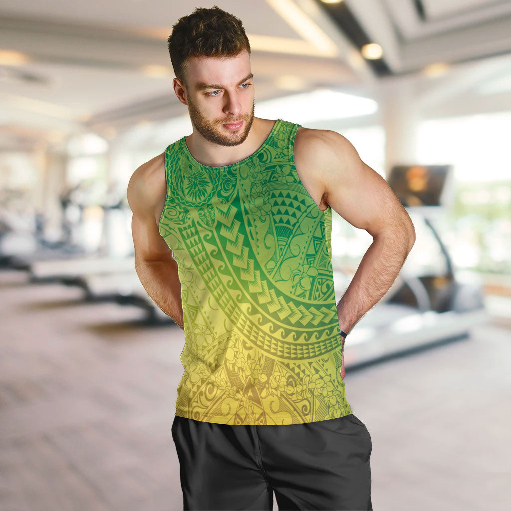 Hawaiian Turtles and Leis Men Tank Top Tribal Kakau Pattern Fresh Summer Vibe