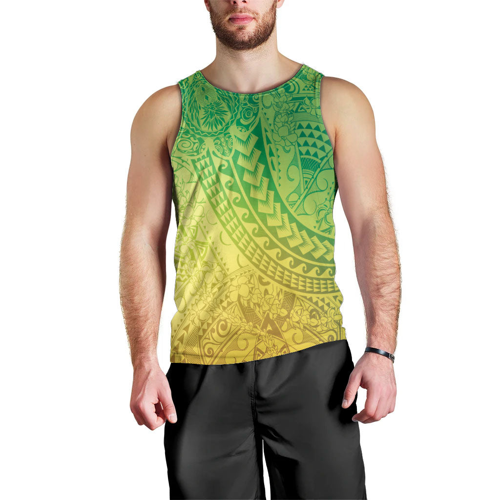 Hawaiian Turtles and Leis Men Tank Top Tribal Kakau Pattern Fresh Summer Vibe